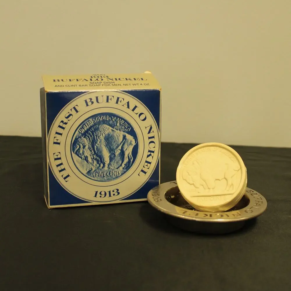 Avon Buffalo Nickel Clint Soap & Dish Liberty Dollar Empty Tribute After Shave
